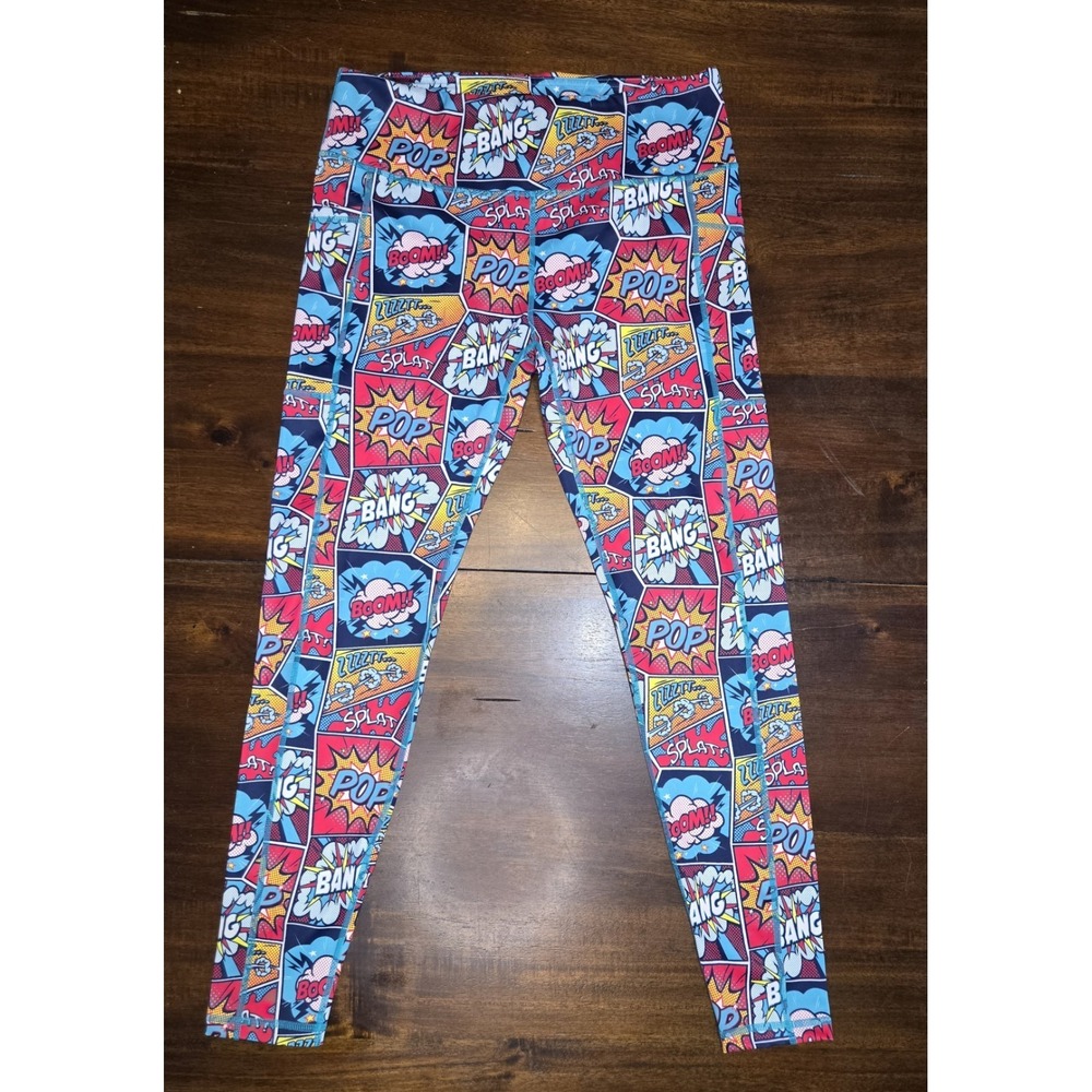 Constantly Varied Gear Womens Lg Knockout Comic Capri Leggings Boom Bang Pop CVG